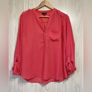 The Limited Light Red and White Polkadots Blouse Size Medium EUC